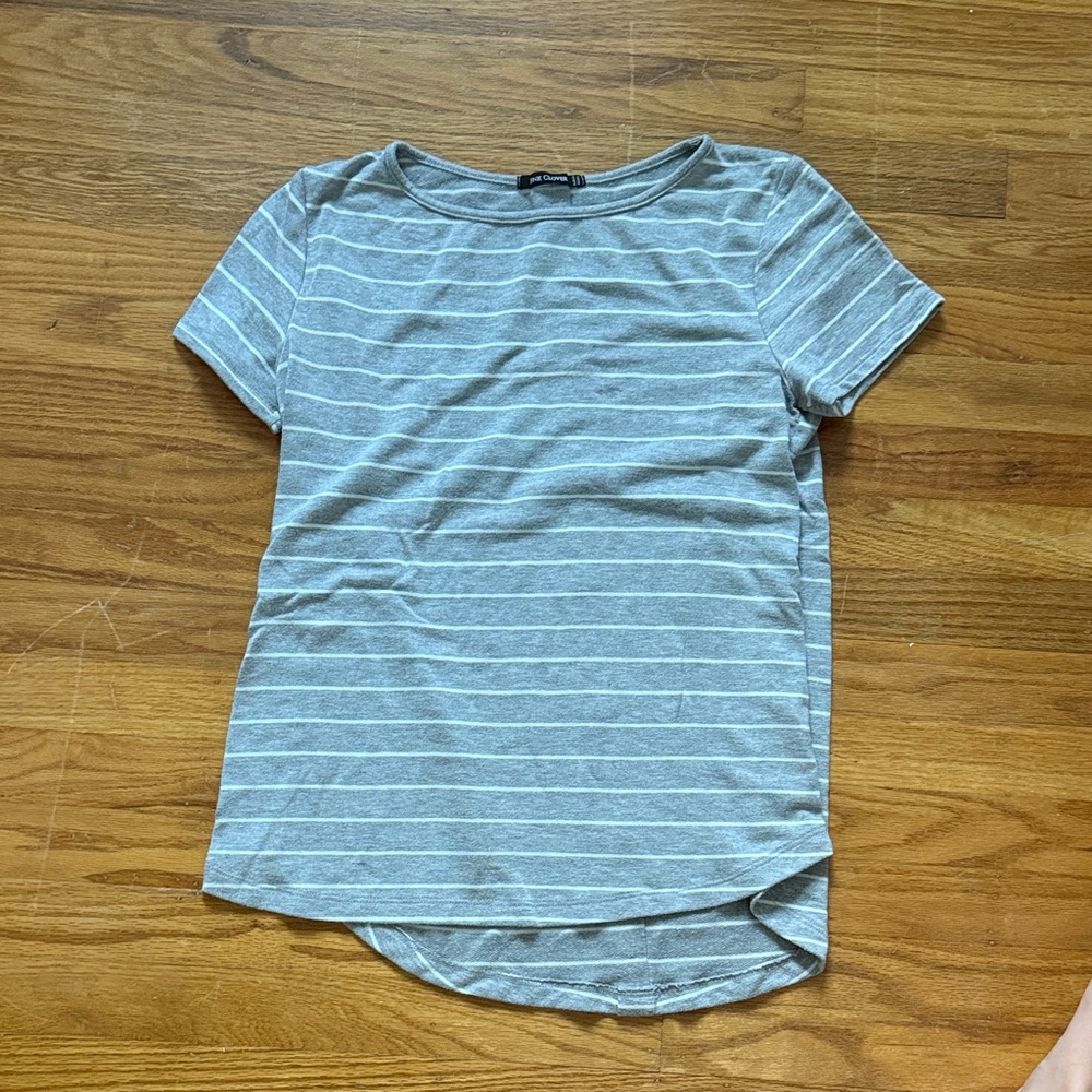 Pink Clover Light Gray Striped Tee